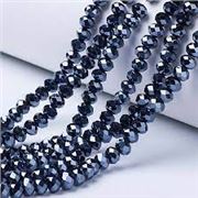 Glass Faceted Melon Strand Black Pearl Lustre 4x3mm (approx 123 beads