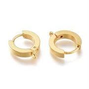Stainless Steel Huggie Hoop w/loop. 24K Plate 11x12x3mm Per pair