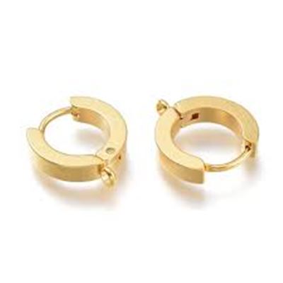 Stainless Steel Huggie Hoop w/loop. 24K Plate 11x12x3mm Per pair