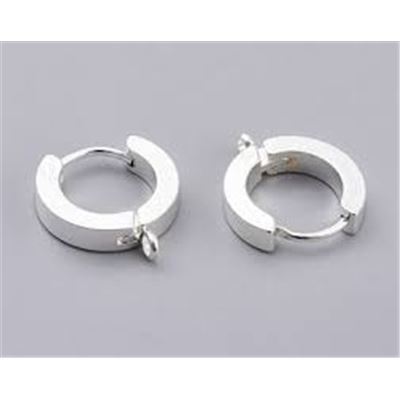 Stainless Steel Huggie Hoop w/loop Silver Plate 11x12x3mm per pair