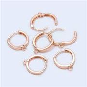 Brass Huggie Hoop w/loop Rose Gold 14x12mm Per pair
