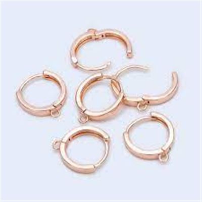 Brass Huggie Hoop w/loop Rose Gold 14x12mm Per pair