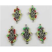 Hamsa Alloy Connector with Resin 25x15x2.5mm Antique Silver. Each