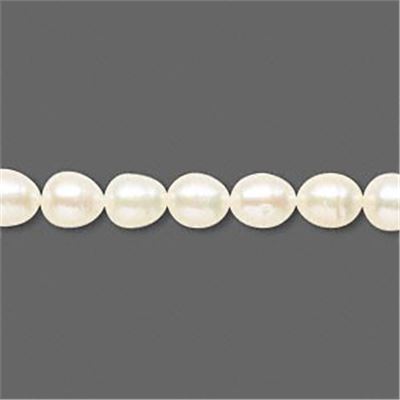 Freshwater Pearl Strand Rice White 6mm Approx 48 Beads Each