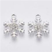 Charm Snowflake with Rhinestone Platinum 22x17x3mm each