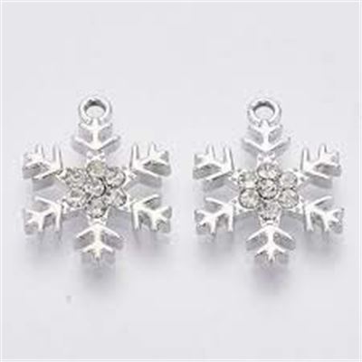 Charm Snowflake with Rhinestone Platinum 22x17x3mm each