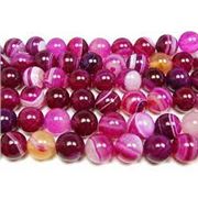 Semi Precious Round  Strand Banded Agate A Grade Dyed/Heated Deep Pink 6mm (Approx 60 beads) ea
