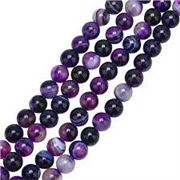 Semi Precious Round  Strand Banded Agate A Grade Dyed/Heated Indigo 6mm (Approx 60 beads) ea