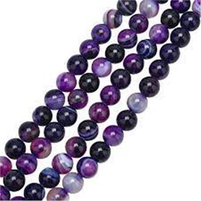 Semi Precious Round  Strand Banded Agate A Grade Dyed/Heated Indigo 6mm (Approx 60 beads) ea