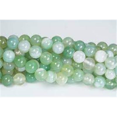 Semi Precious Round  Strand Banded Agate A Grade Dyed/Heated Green 6mm (Approx 60 beads) ea