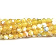 Semi Precious Strand  Natural Fire Agate Dyed Yellow Faceted 6mm (approx 61 beads)