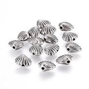 Tibetan Style Beads Shelll Thai silver plated 8x10x5.5mm  ea