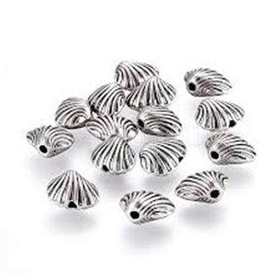 Tibetan Style Beads Shelll Thai silver plated 8x10x5.5mm  ea