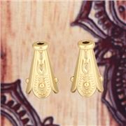 Bead Cap Carved Cone Matte Gold 12x8mm each