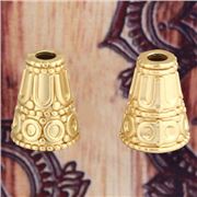 Bead Cap Carved Cone Matte Gold 12x8mm each