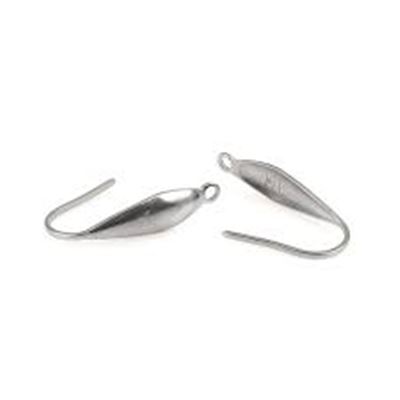 Earring Hook Surg. Steel. w/ Vertical Loop Silver 20x4.5x1mm per pair