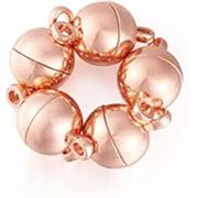 Magnetic Ball Clasp Real Rose Gold Plated 8mm ea