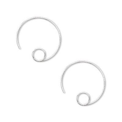 Earrings Round with Loop Silver Plated 16mm  per pair
