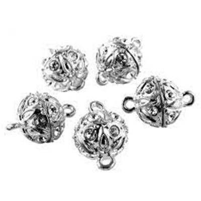 Clasp Magnetic Carved Rhinestone Antique Silver 12x16mmea