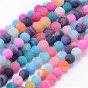 Semi Precious Round Strand Frosted Weathered Agate Mixed Colour 6mm (Approx 60 beads) ea