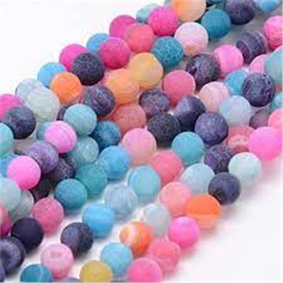 Semi Precious Round Strand Frosted Weathered Agate Mixed Colour 6mm (Approx 60 beads) ea