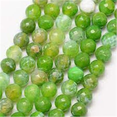 Semi Precious Strand  Natural Fire Agate Dyed Lawn Green Faceted 6mm (approx 61 beads)