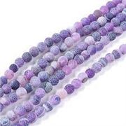Semi Precious Round Strand Frosted Weathered Agate Purple 6mm (Approx 60 beads) ea