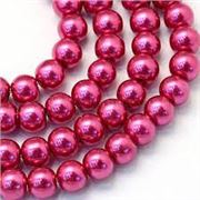 Glass Pearl Strand Magenta Pearl 8mm ea Approx 105 beads