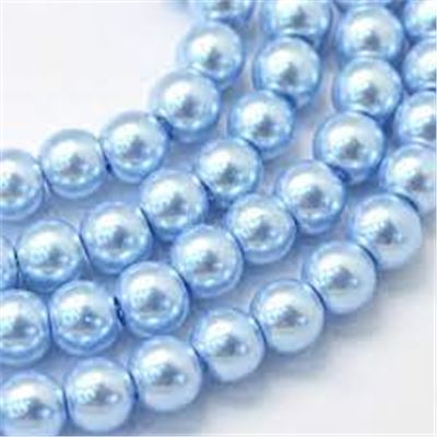 Glass Pearl Strand Sky Blue 10mm (approx 85 beads) ea