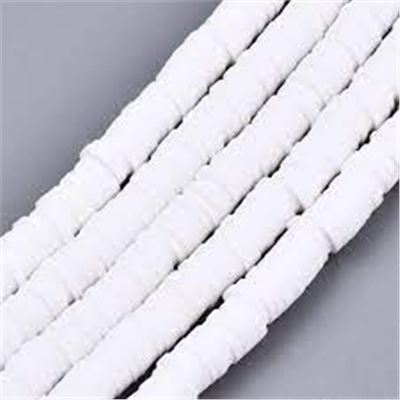 Polymer Clay Heishi Bead (Flat Disc) Strand White 8mm (approx 380 beads) each