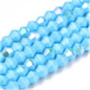 Glass Strand Bicone 3mm Opaque Sky Blue AB (approx 135 beads)