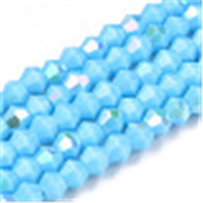 Glass Strand Bicone 3mm Opaque Sky Blue AB (approx 135 beads)