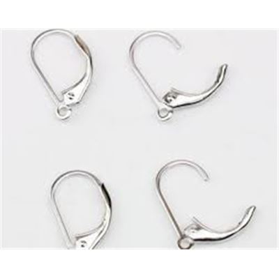 Leverback Hooks Silver Plate w/ open loop 18x12x2mm per pair