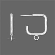 Earring Stud Steel Silver Plate Square w/Loop 17x17mm per pair