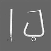 Earring Stud Steel Silver Plate Triangle w/Loop 24x18mm per pair