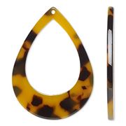 Resin Teardrop Translucent Tortoise 46x34mm each