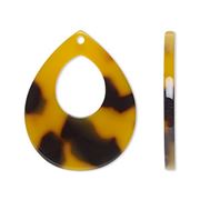 Resin Teardrop Translucent Tortoise Undrilled 31x25mm each