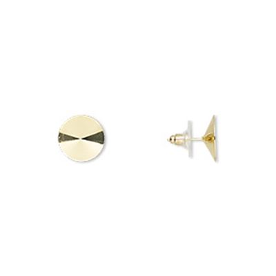 Earstud 14mm Rivoli Setting Gold w/ backs (per pair)