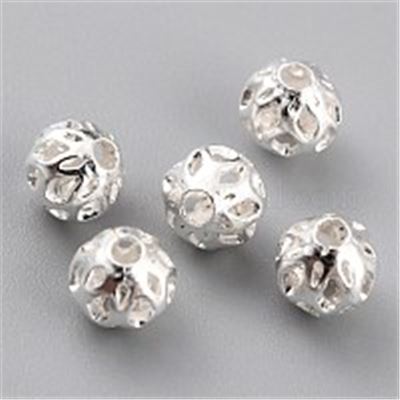 Filigree Bead Hollow Sterling Silver Plated 6mm each