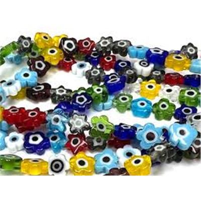 Strand Millefiori Flowers Mixed 6x3mm (approx 64 beads) per strand