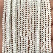 Glass Faceted Melon Strand Opaque White 2mm (approx 192 beads
