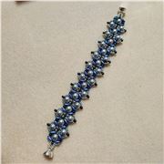 Blue/Silver Wave Bracelet. Handmade. Magnetic Clasp 18cm