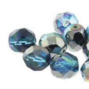 Firepolished Crystal Rainbow Graphite Aqua 8mm ea