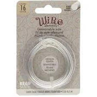 Beadsmith German Style Wire Silver 16 Gauge Round, Medium Temper 3m each.