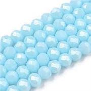 Glass Faceted Melon Strand Light Blue Lustre 3x2mm (approx 165 beads
