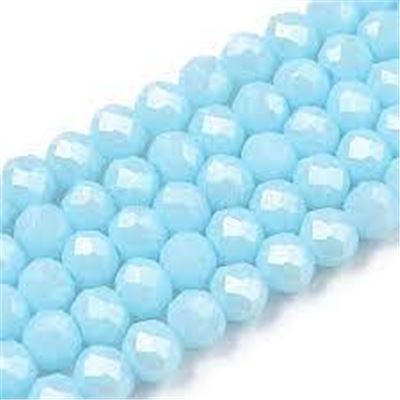 Glass Faceted Melon Strand Light Blue Lustre 3x2mm (approx 165 beads