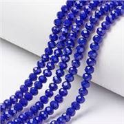 Glass Faceted Melon Strand Royal Blue 3x2mm (approx 165 beads