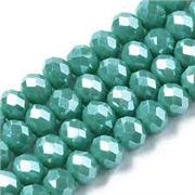Glass Faceted Melon Strand Turquoise Lustre 3x2mm (approx 165 beads