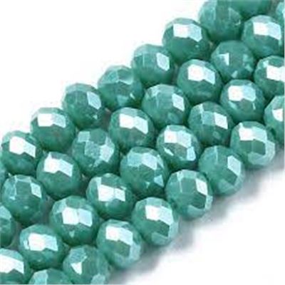 Glass Faceted Melon Strand Turquoise Lustre 3x2mm (approx 165 beads