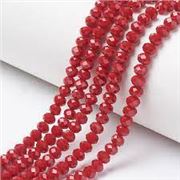 Glass Faceted Melon Strand Dark Red 3x2mm (approx 165 beads